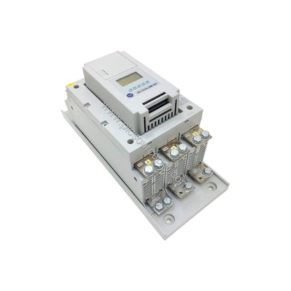 Figure 2: Close-up of the Allen-Bradley 150-F201NBDB terminal block and control wiring, illustrating its 201A and 150HP rated