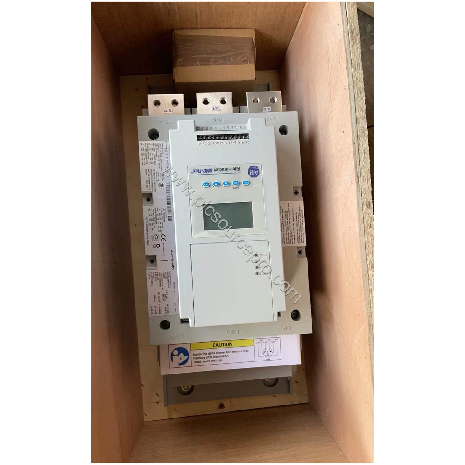 Figure 1: Front view of the Allen-Bradley 150-F251NBRD SMC Flex Smart Motor Controller showing its open-type enclosure, displ