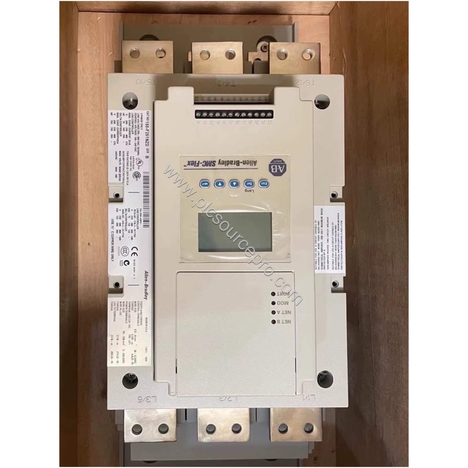 Figure 1: Front view of the Allen-Bradley 150-F25NBD Industrial Automation Module showing its compact open enclosure and fron