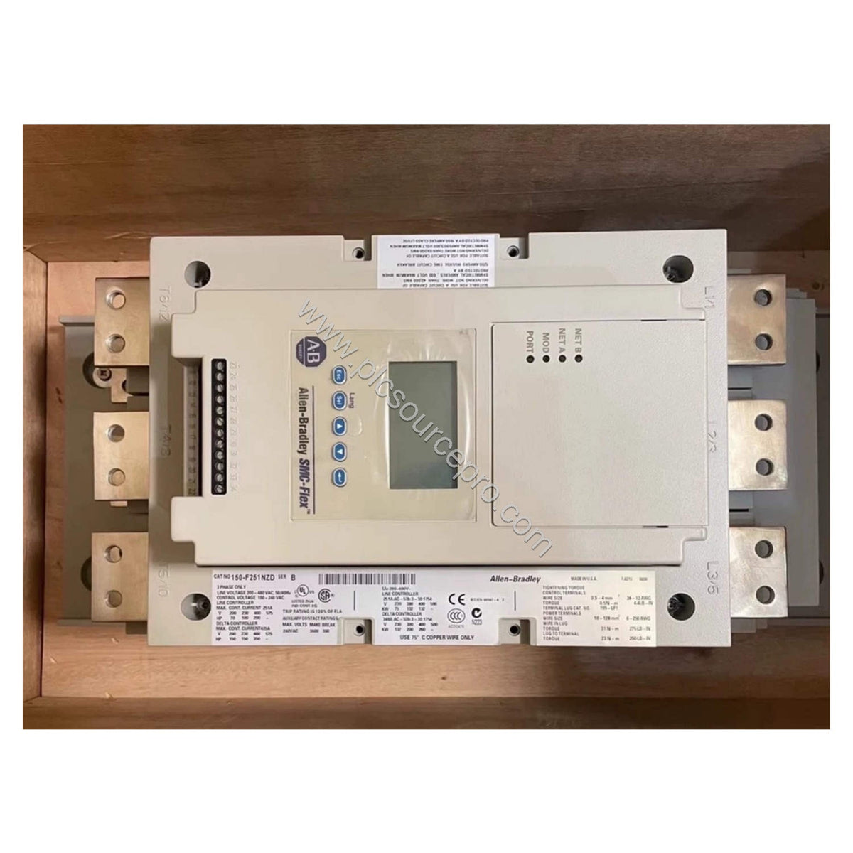 Figure 2: Close-up of the Allen-Bradley 150-F25NBR control panel with LCD display and keypad for programming and monitoring.