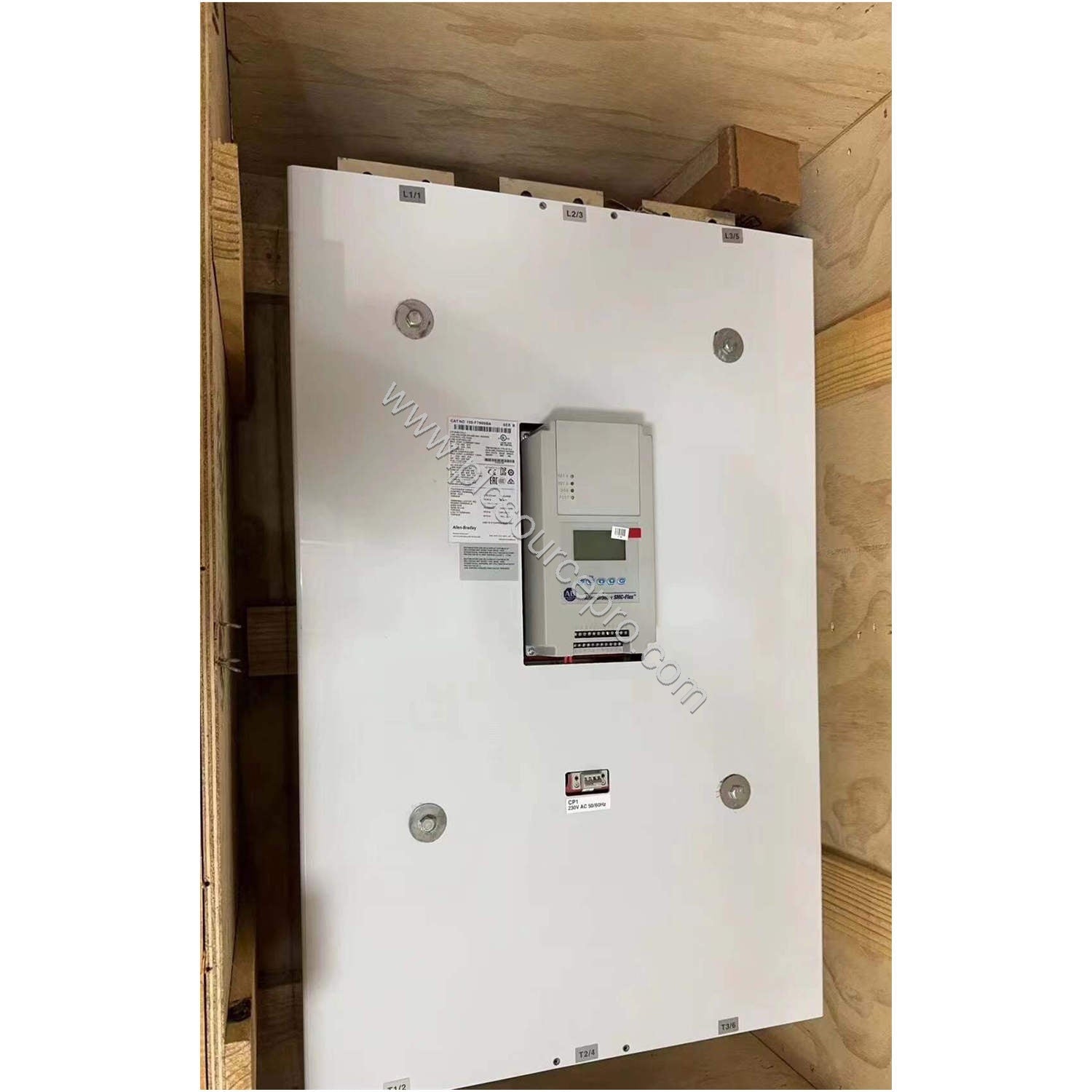 Figure 1: Front view of the Allen-Bradley 150-F361NCD solid state controller showing its open enclosure design and control in