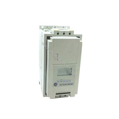 Figure 1: Front view of the Allen-Bradley 150-F85NCD SMC-Flex controller showing its open enclosure and built-in LCD display 