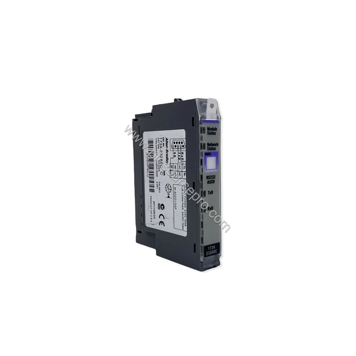 Figure 2: The Allen-Bradley 1734-FPD module mounted on a DIN rail, highlighting its terminal base and wiring connections for 