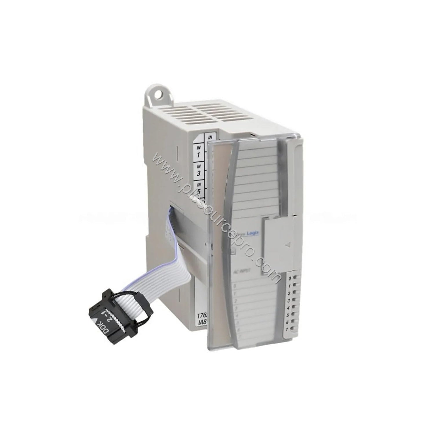 Figure 1: Front view of the Allen-Bradley 1762-IQ32T Industrial Automation Module showing its compact DIN-rail housing and si