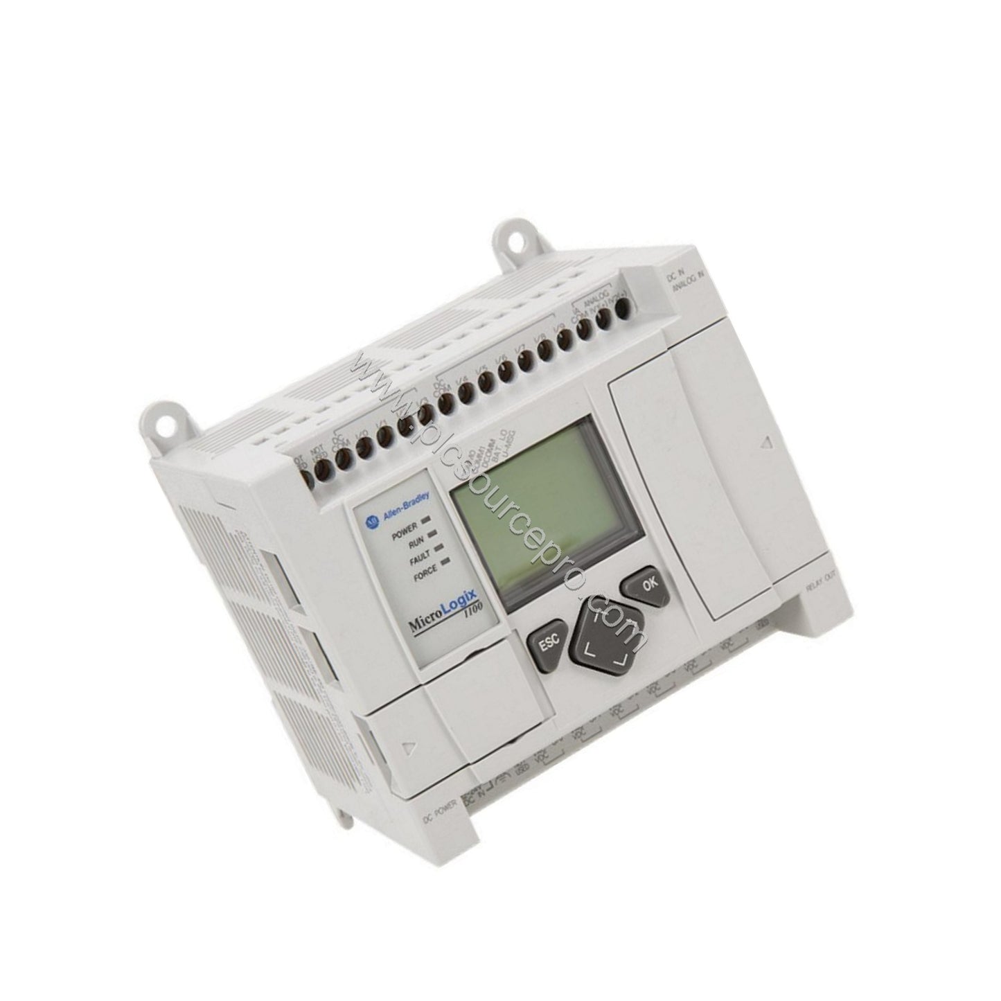 Figure 2: Side profile of the Allen-Bradley 1763-MM1 highlighting the non-volatile memory module connector and write-protect 