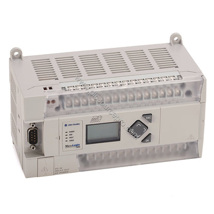 Figure 2: Close-up of the communication ports on the Allen-Bradley 1766-L32BWAA, including RS-232/485 and Ethernet connectors