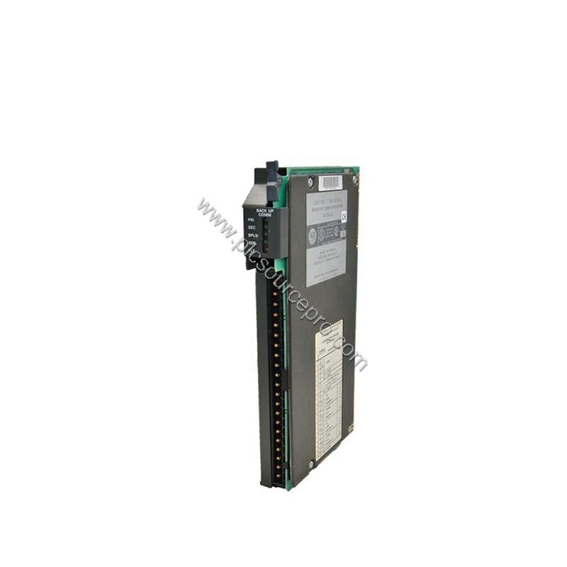 Figure 2: Close-up of the Allen-Bradley 1785-L40C15 communication ports highlighting dual ControlNet, DH+, RIO, and serial co