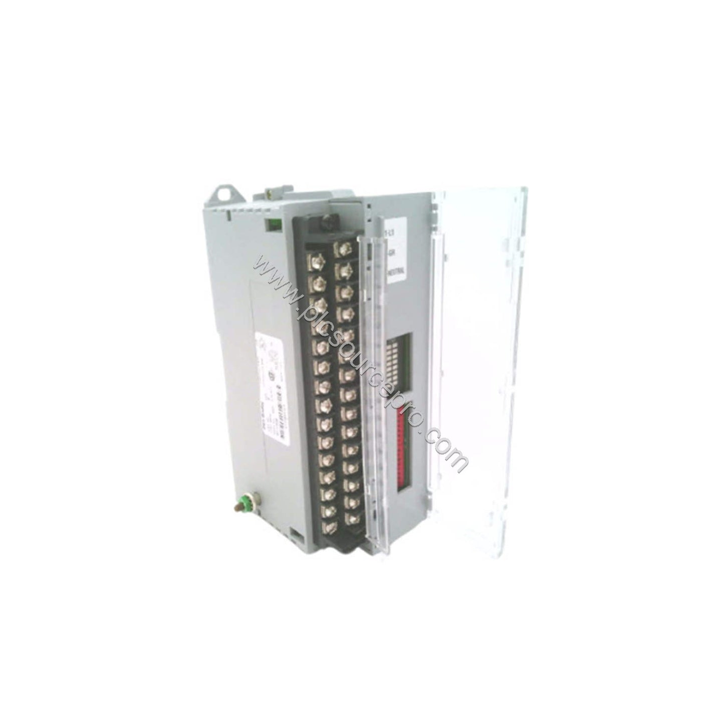 Figure 2: Close-up of the Allen-Bradley 1791-24A8 module terminals and wiring points, illustrating its 24 input and 8 output 