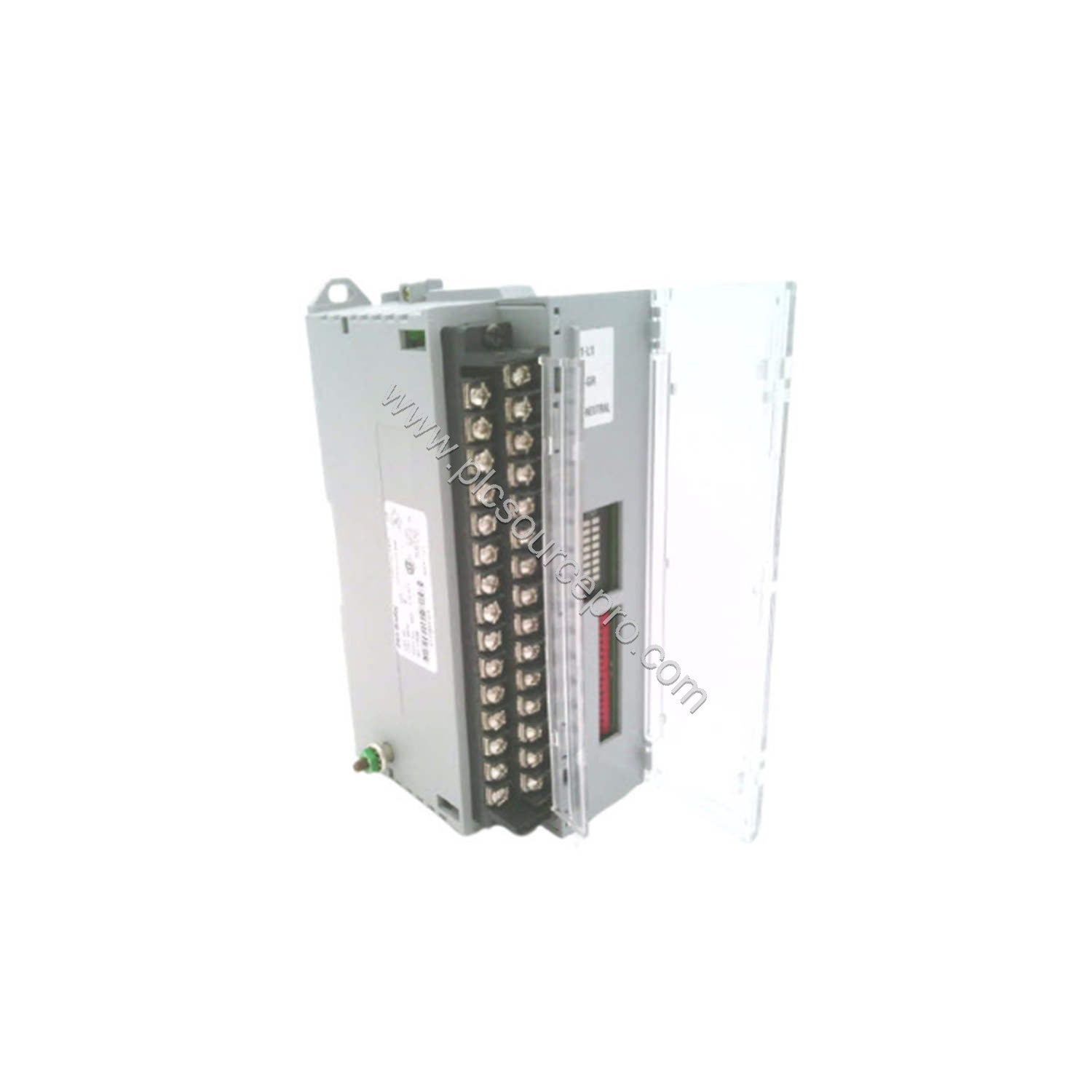 Figure 2: Close-up of the Allen-Bradley 1791-24A8 module terminals and wiring points, illustrating its 24 input and 8 output 
