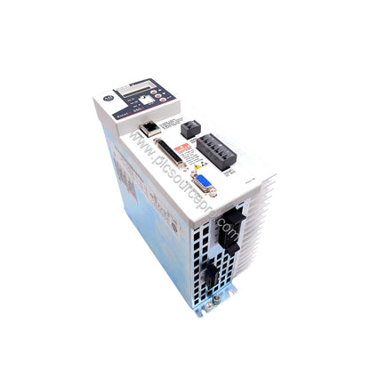 Figure 1: Front view of the Allen-Bradley 2097-V34PR3 Kinetix 300 servo drive showing its compact metal enclosure and LED sta