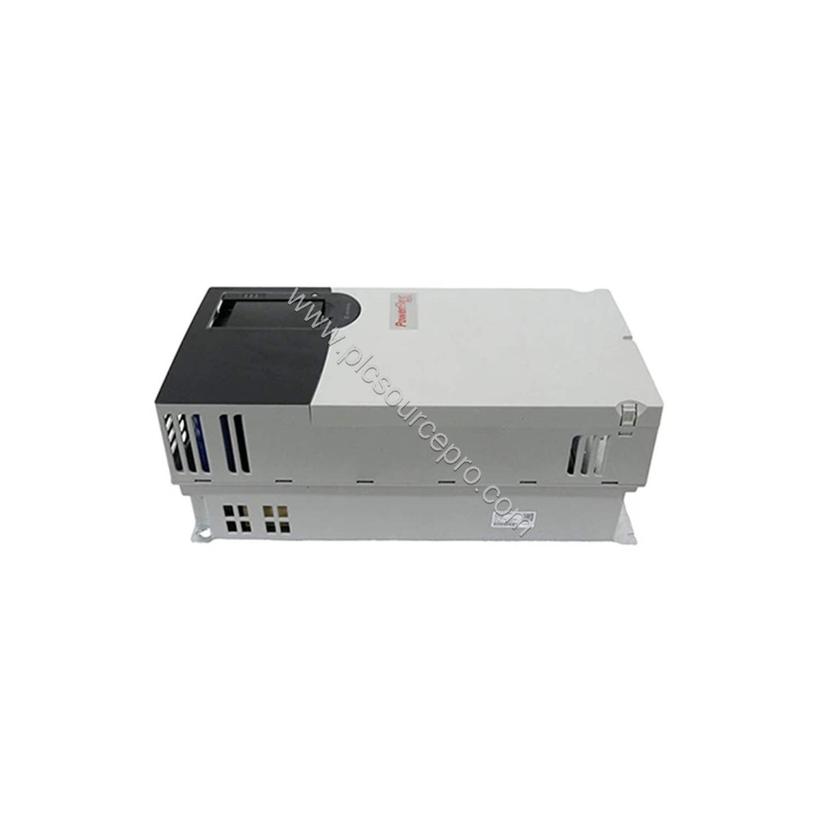Figure 1: Front view of the Allen-Bradley 20F11NC104JA0NNNNN PowerFlex 753 AC drive showing its open-type enclosure and contr