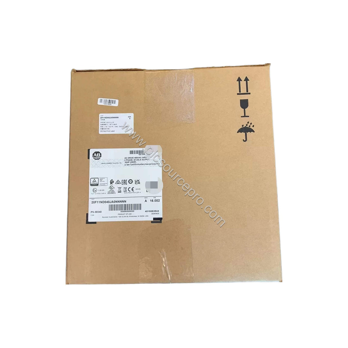 Figure 1: Front view of the Allen-Bradley 20F11ND040AA0NNNNN PowerFlex 753 drive showing its compact open-type enclosure and 