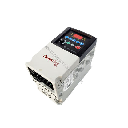 Figure 2: Close-up of the Allen-Bradley 22B-D1P4H204 terminal block and RS-485 communication port, highlighting wiring connec