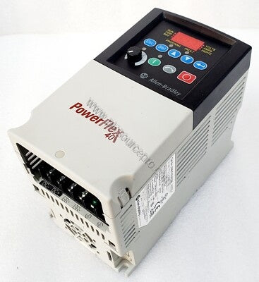 Figure 1: Front view of the Allen-Bradley 22B-D1P4H204 PowerFlex 40 drive showing its compact industrial enclosure, keypad in