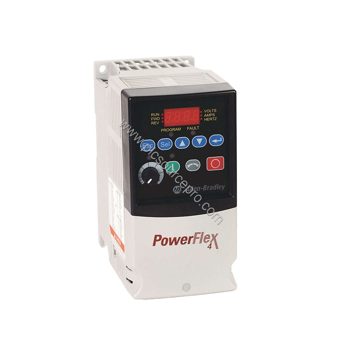 Figure 1: Front view of the Allen-Bradley 22D-B017F104 PowerFlex 40P drive showing its compact flange-mount IP20 enclosure an