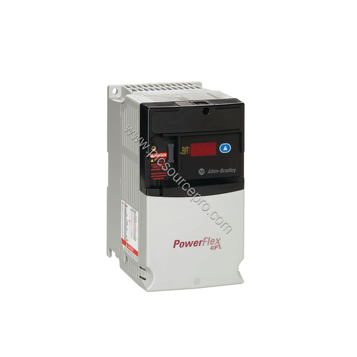 Figure 1: Front view of the Allen-Bradley 22D-B024F104 PowerFlex 40P drive showing its compact industrial enclosure and statu