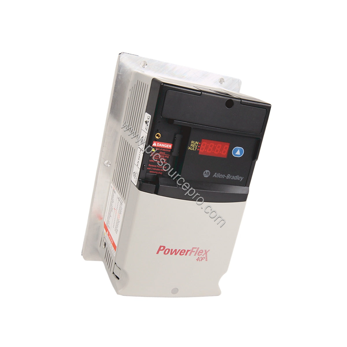 Figure 2: The Allen-Bradley 22D-B5P0N104 adjustable frequency drive with visible input terminal block and relay contacts for 