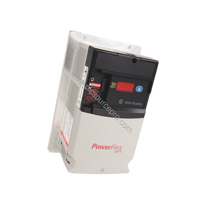 Figure 2: The Allen-Bradley 22D-B5P0N104 adjustable frequency drive with visible input terminal block and relay contacts for 