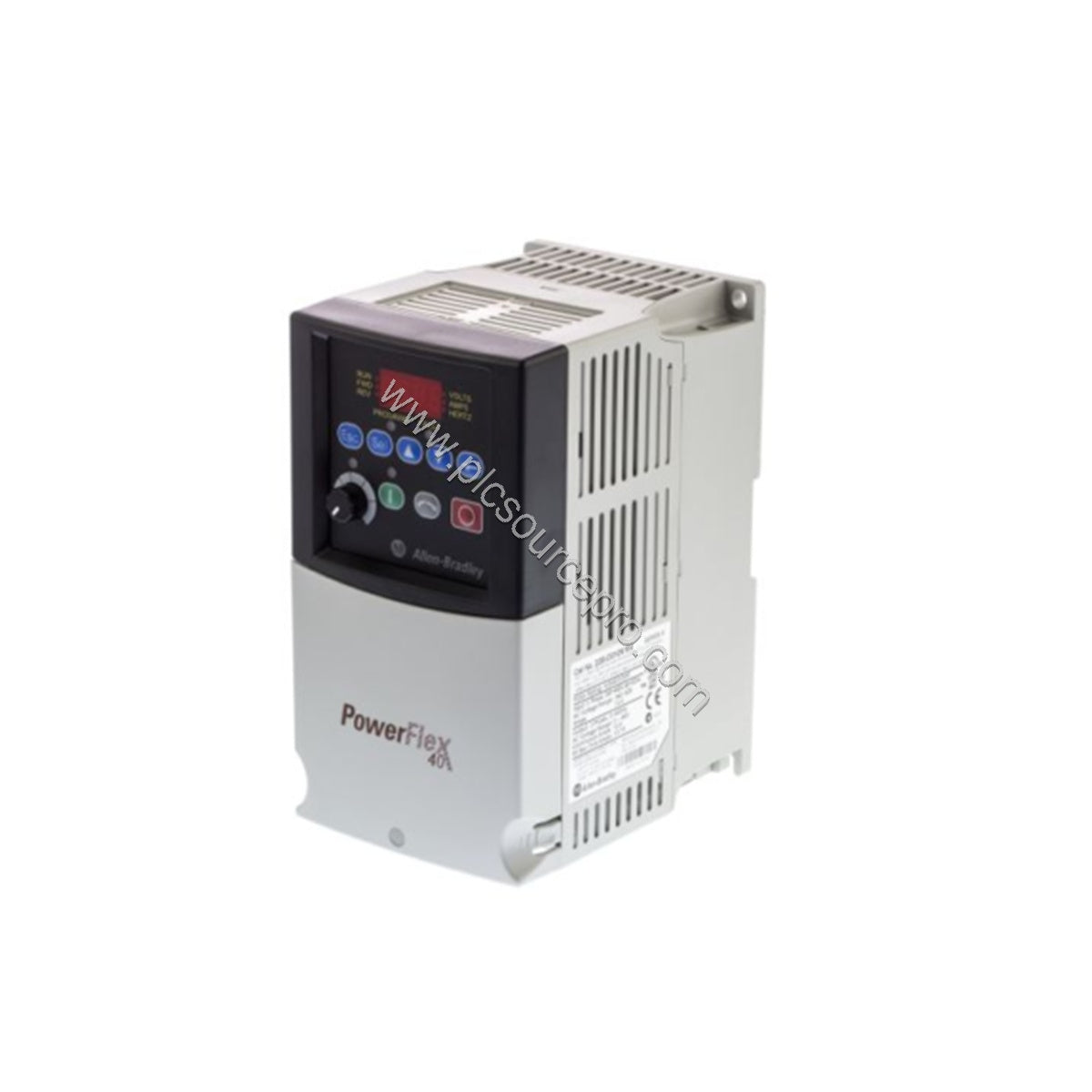 Figure 1: Front view of the Allen-Bradley 22D-B8P0H204 PowerFlex 40P AC Drive showing its compact metal enclosure and front-p