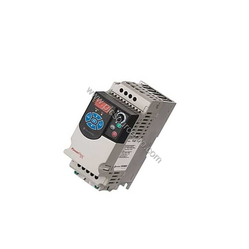 Figure 2: Side view of the Allen-Bradley 22F-D024N104 highlighting the cooling vents and mounting flanges for panel installat