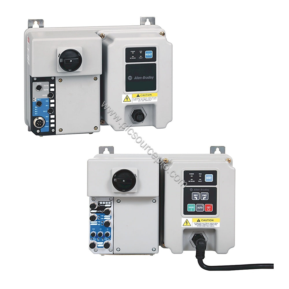 Figure 1: Front view of the Allen-Bradley 280D-F23Z-25D-RRW-3 ArmorStart Distributed Motor Controller showing its rugged IP67