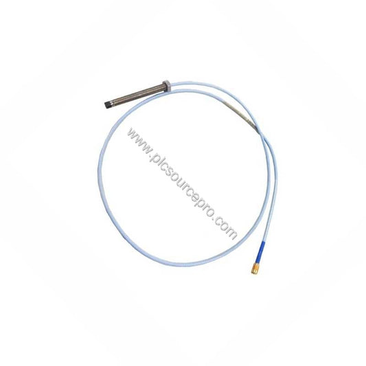 Figure 1: Front view of the Bently Nevada 330141-08-50-02-00 8 mm probe with armor, showing the PPS tip and stainless steel c