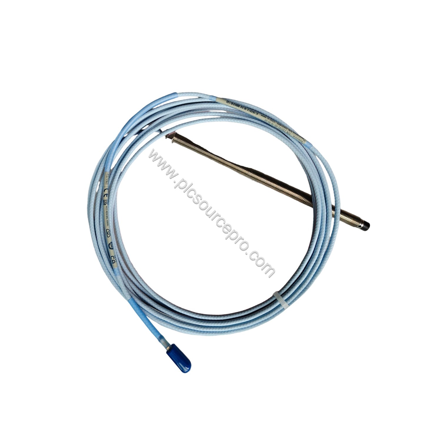 Figure 1: Close-up of the Bently Nevada 330191-00-26-10-00 proximity probe showing the threaded 3/8-24 UNF case and tip, read