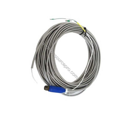 Figure 1: Front view of the Bently Nevada 330195-02-12-90-CN industrial proximity probe showing its stainless steel case, 3/8