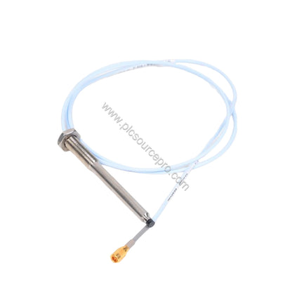 Figure 1: Close-up view of the Bently Nevada 330905-00-25-10-02-05 proximity probe showing its stainless steel case and PPS t