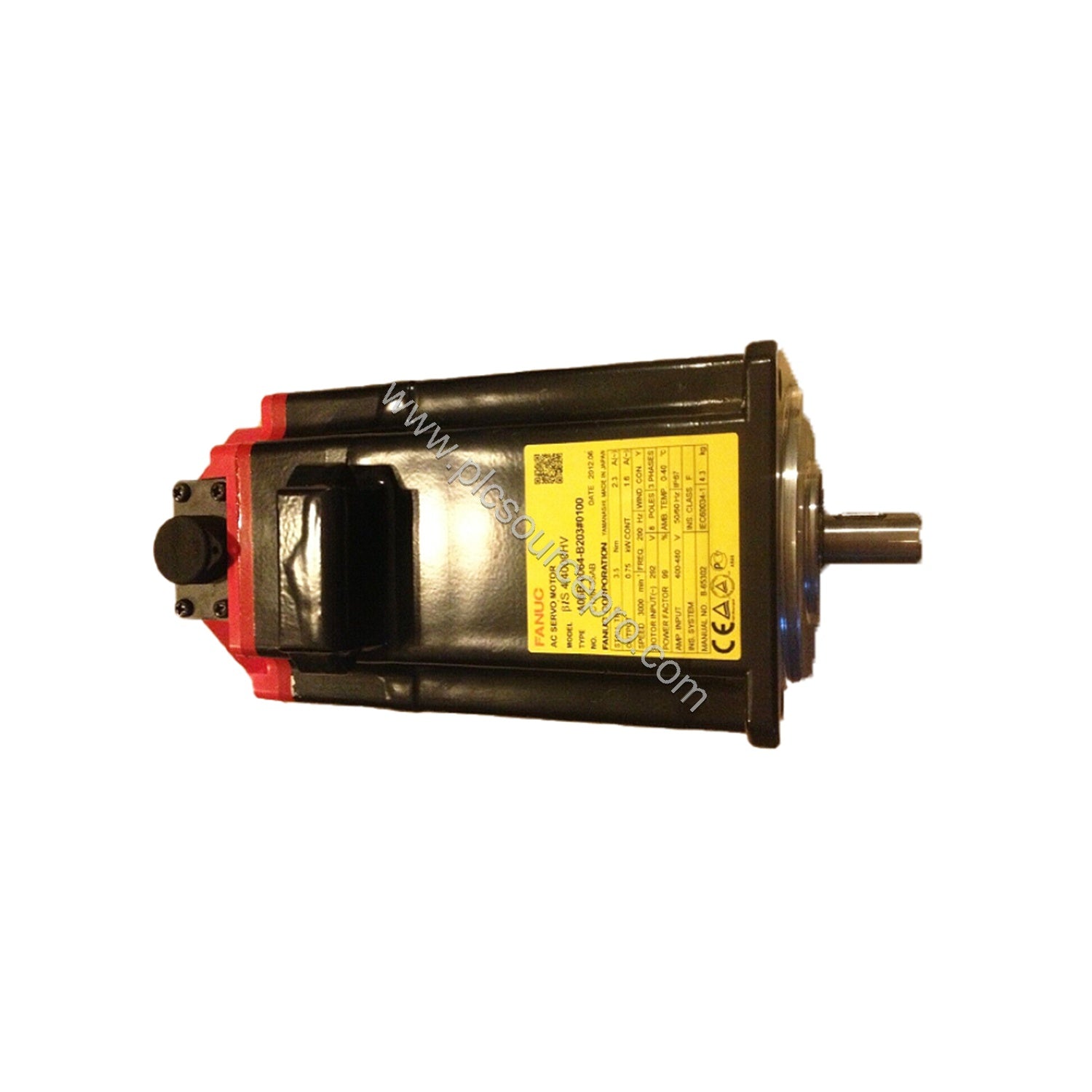 Figure 1: Front view of the FANUC A06B-0064-B203 AC Servo Motor showing the straight shaft with keyway and sealed IP67 housin