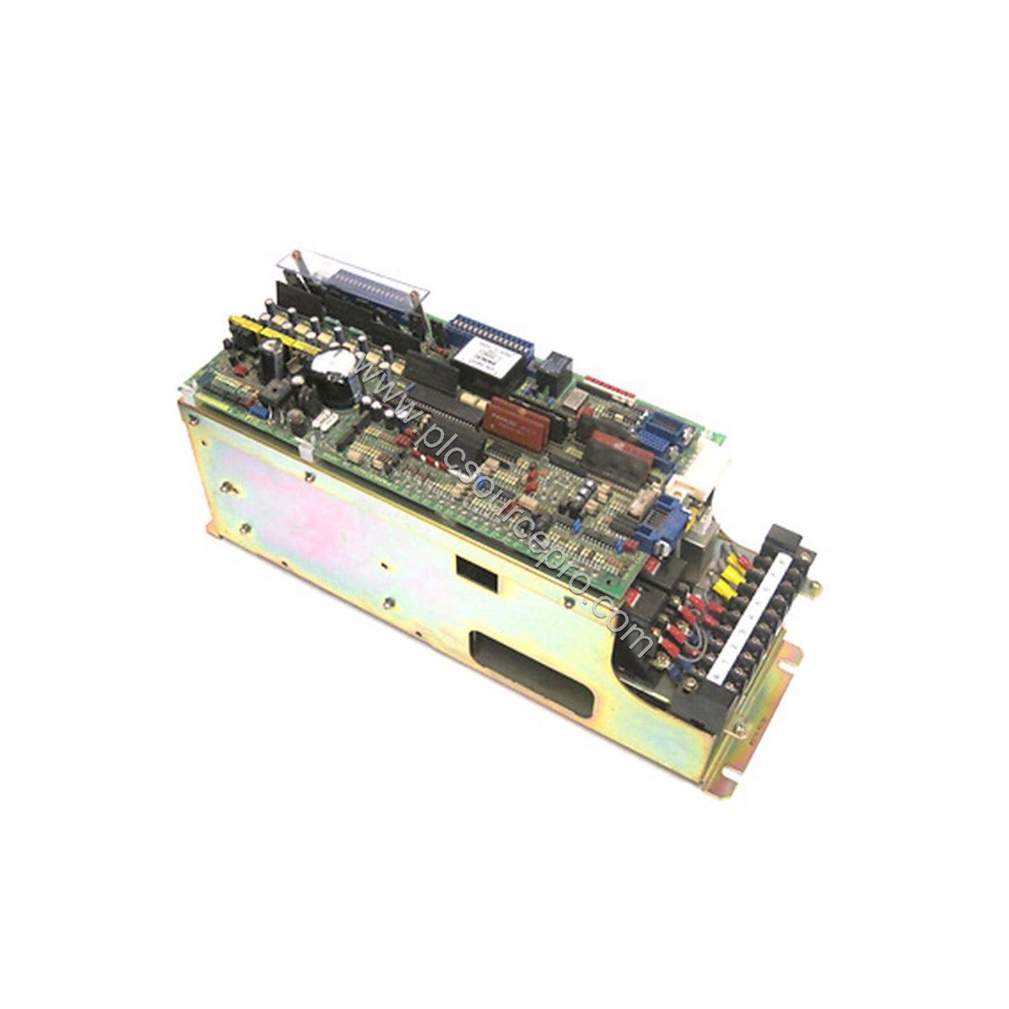 Figure 1: Front view of the FANUC A06B-6050-H104 servo drive showing its compact industrial enclosure and status LED indicato