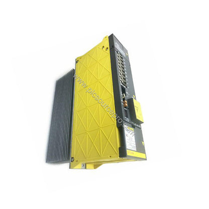 Figure 2: Side angle of the FANUC A06B-6080-H307 highlighting the air cooling vents and mounting flange for vertical installa