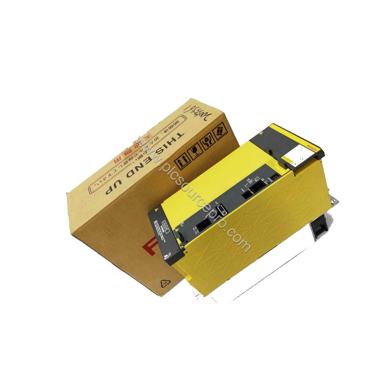 Figure 2: Side view highlighting the air cooling vents and mounting bracket of the FANUC A06B-6087-H130 servo power converter