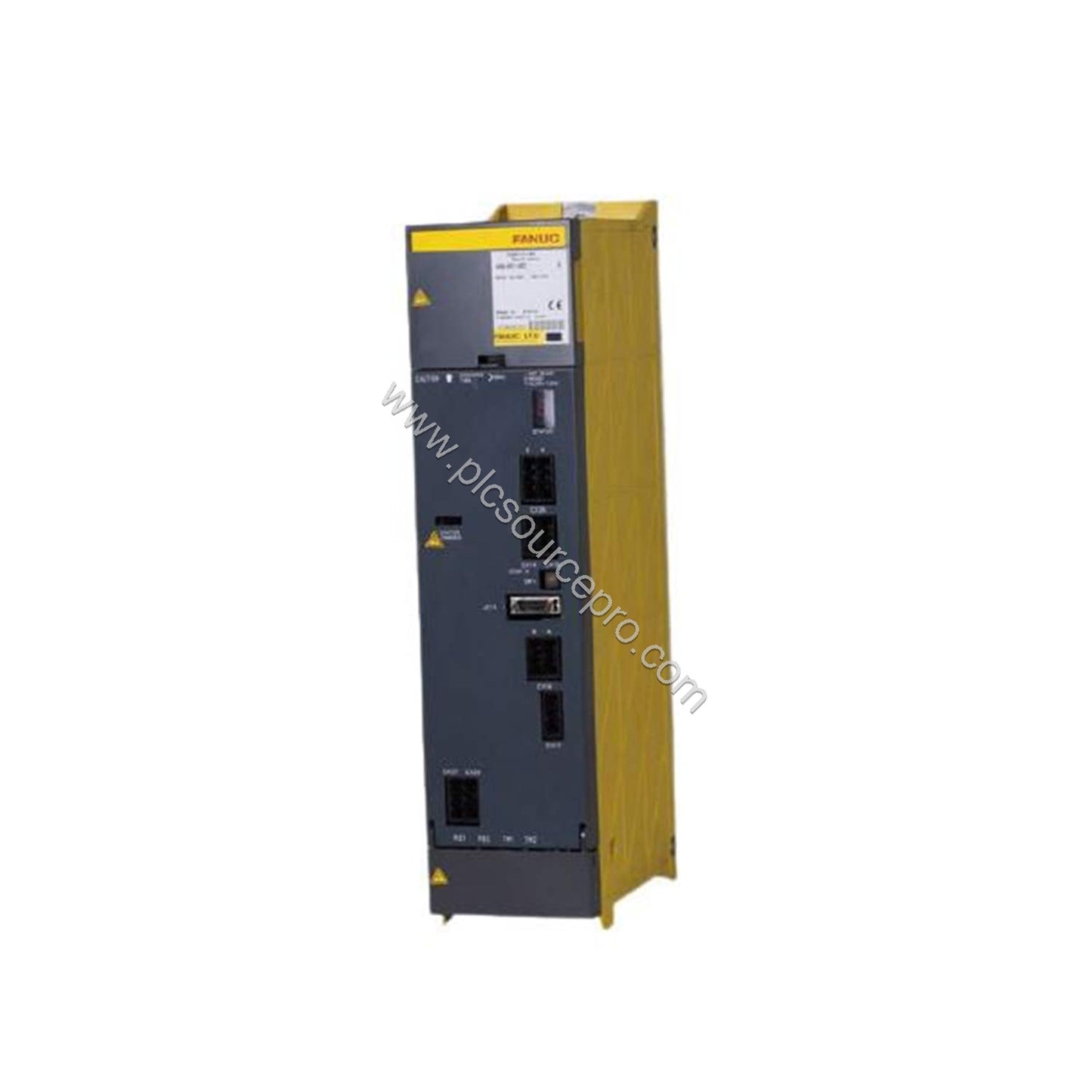 Figure 2: Close-up of the FANUC A06B-6091-H002 module's terminal block for 400 VAC input connections and status indicators.