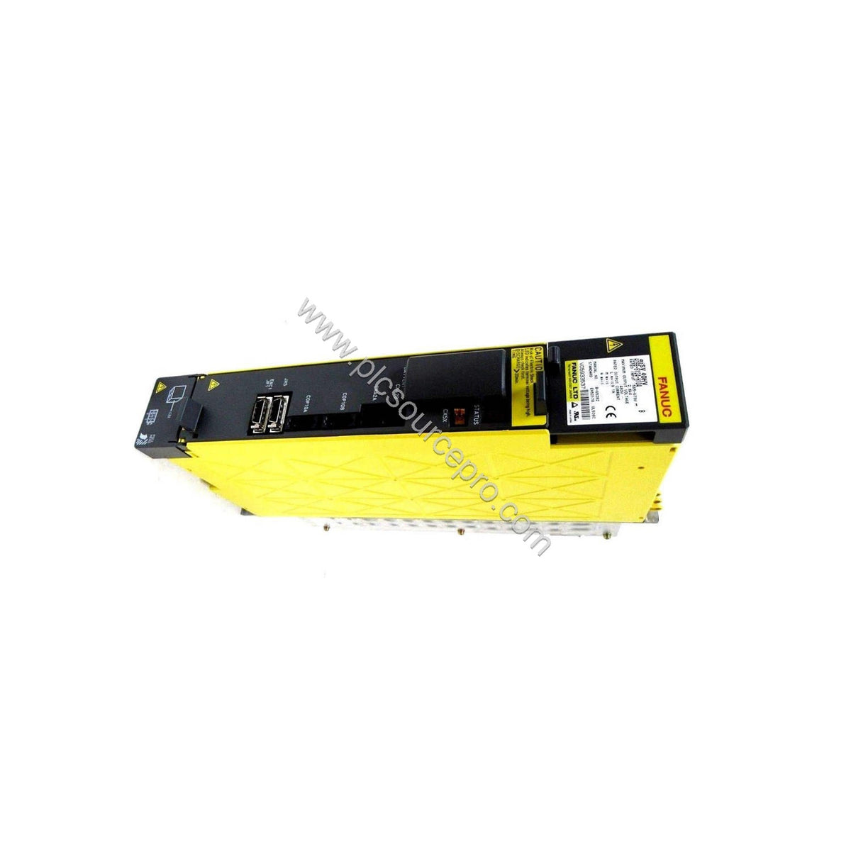 Figure 2: Close-up of the FANUC A06B-6124-H209 servo amplifier module highlighting its dual-axis terminals and cooling ventil