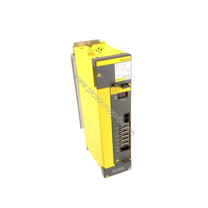 Figure 2: Close-up of the FANUC A06B-6150-H030 module's terminal connections and cooling fins for heat dissipation.