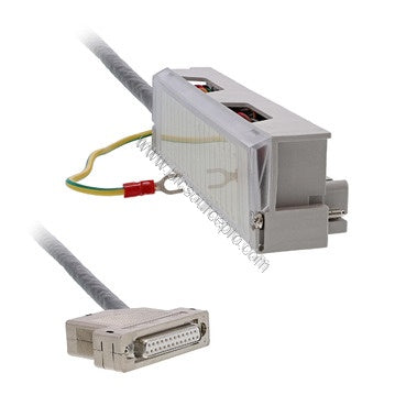Figure 1: Front view of the Schneider ABFM08S201 cabled connector showing the SUB-D 25-way connector and attached 2-meter rib