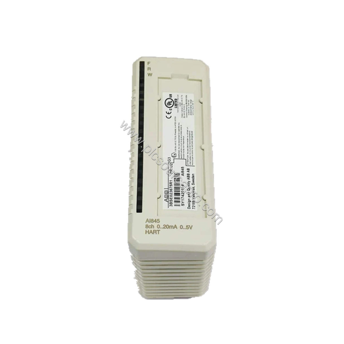 Figure 1: Front view of the ABB AI843 Thermocouple/mV Input Module showing its compact S800 series enclosure and status LEDs.
