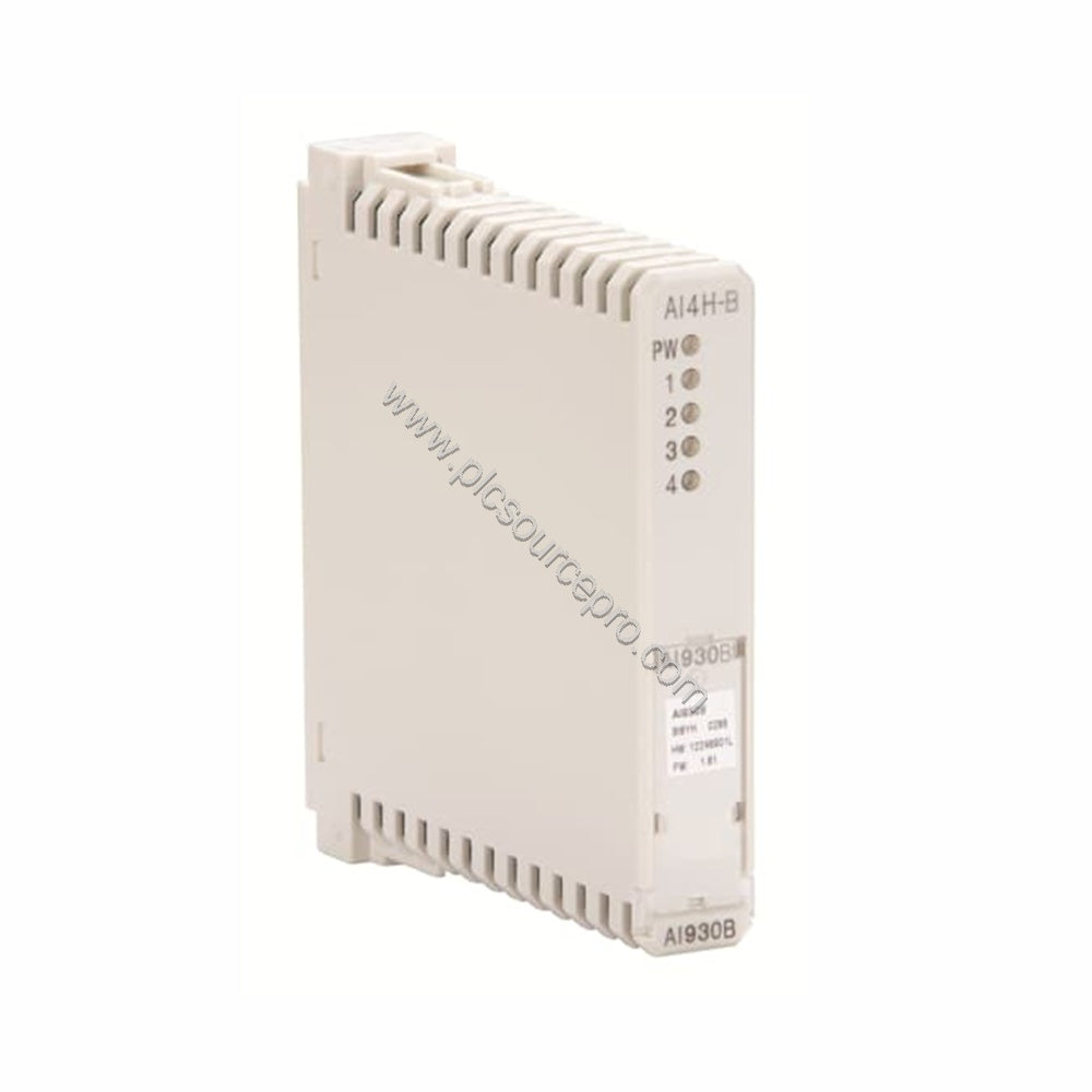 Figure 1: Front view of the ABB AI930B analog input module showing its compact S900 housing and terminal connections.