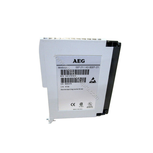Figure 1: Front view of the Schneider AS-BDEP-210 discrete input module showing its compact industrial housing and indicator 