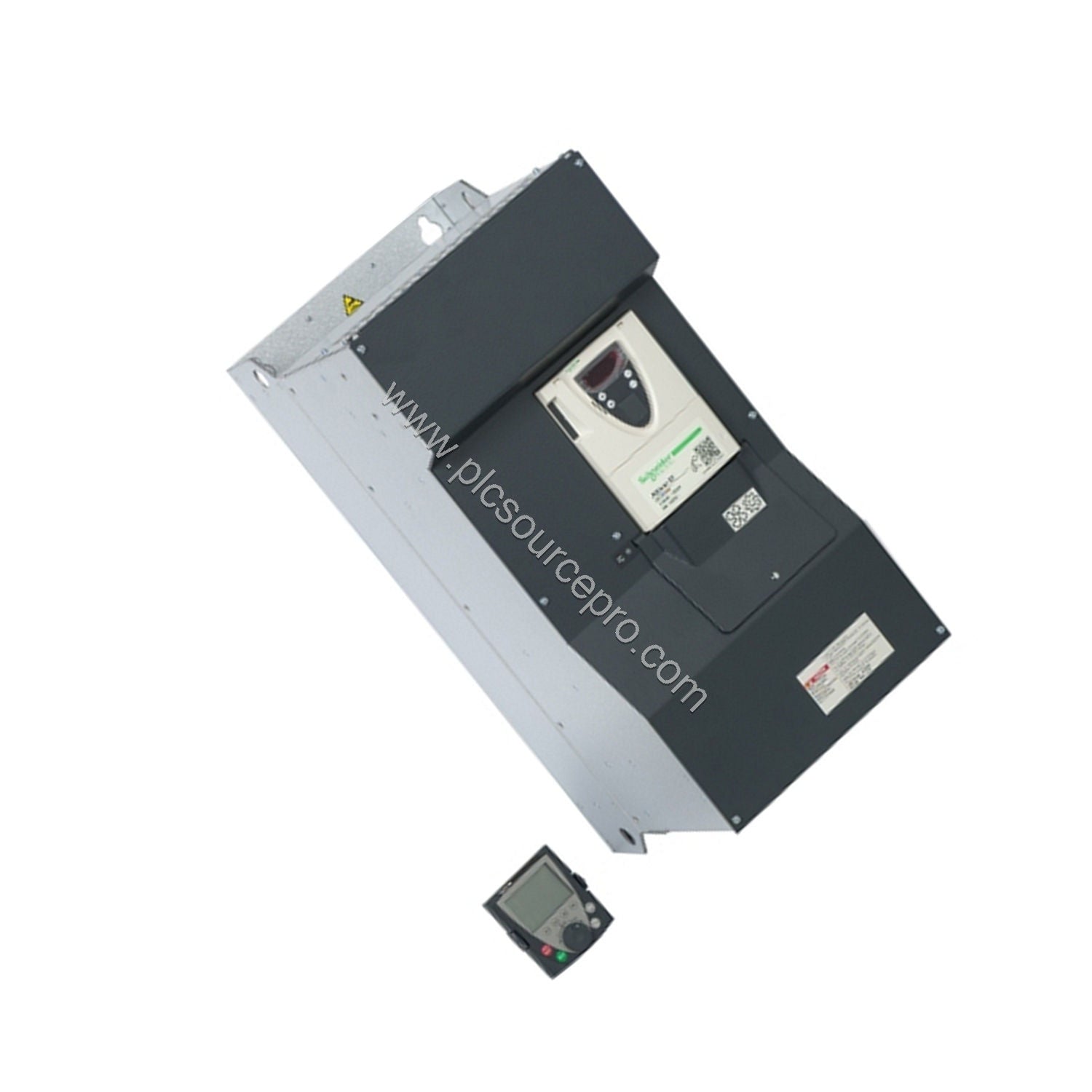 Figure 2: Side view of the Schneider ATV61HC11N4 Industrial Automation Module illustrating the RJ45 connectors and mounting b