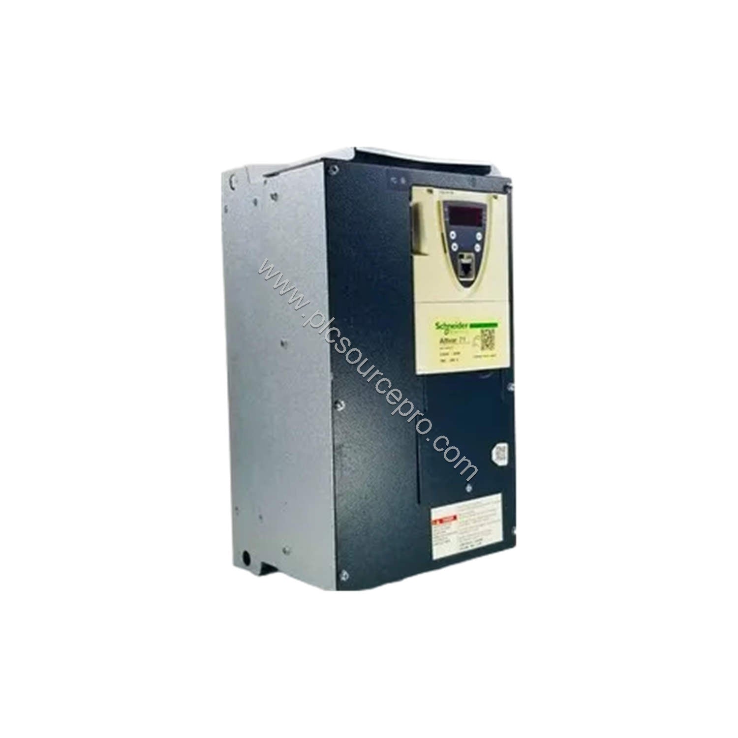 Figure 1: Front view of the Schneider ATV71HD22N4 Variable Speed Drive showing the heat sink, power terminals, and control pa