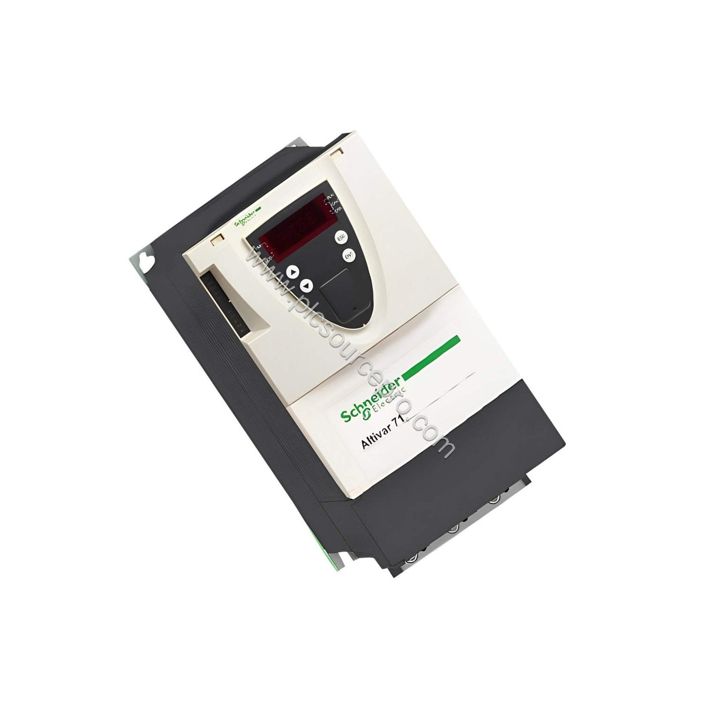 Figure 2: Side view of the Schneider ATV71HD37N4 drive highlighting the power terminals and integrated EMC filter label.