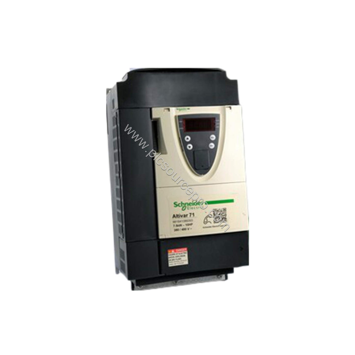 Figure 1: Front view of the Schneider ATV71HD75N4 variable speed drive showing its compact industrial enclosure with cooling 