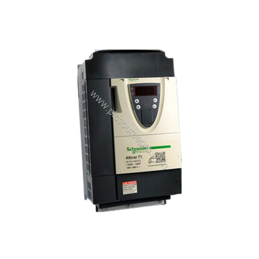 Figure 1: Front view of the Schneider ATV71HD75N4 variable speed drive showing its compact industrial enclosure with cooling 