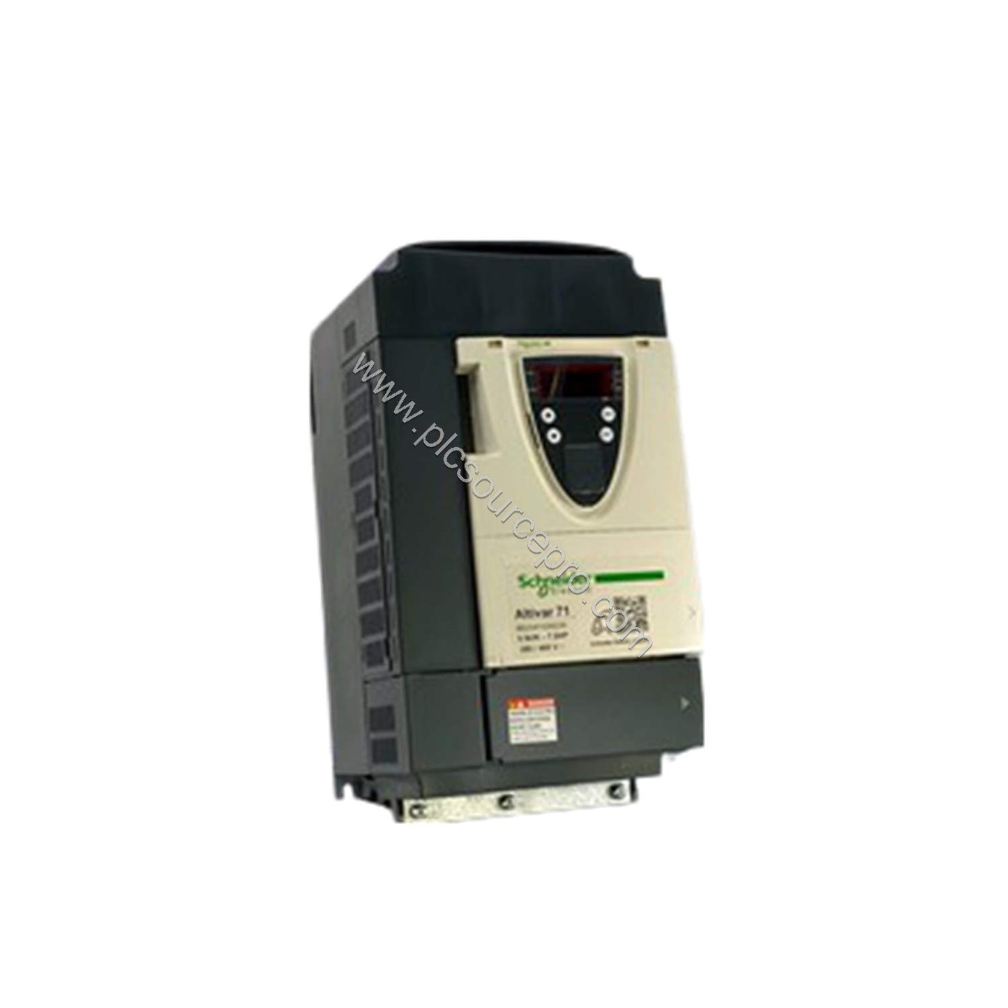 Figure 1: Front view of the Schneider ATV71HU55N4 industrial automation module showing its compact metal enclosure and status