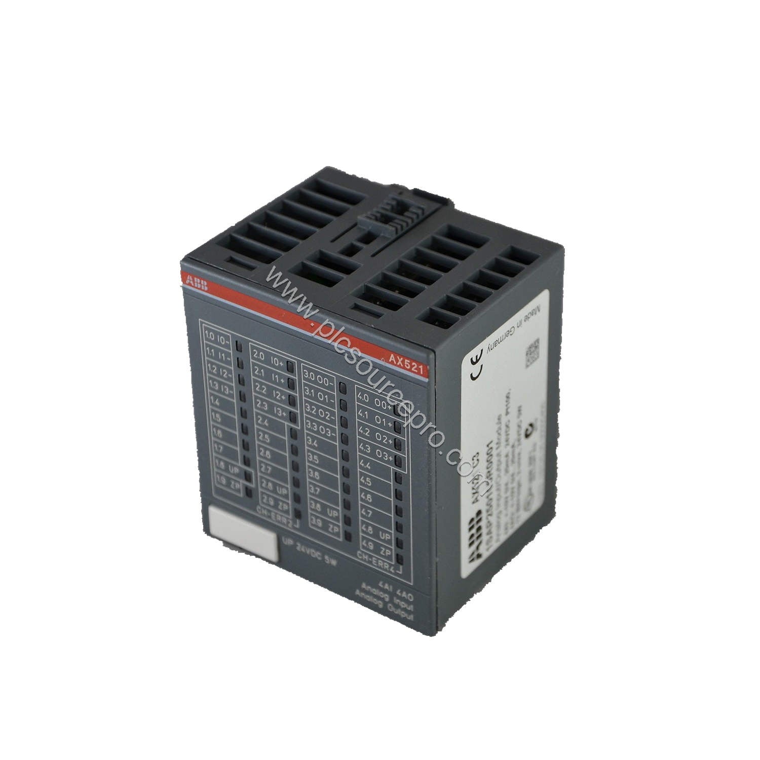 Figure 1: Front view of the ABB AX522 Industrial Automation Module showing its compact enclosure and LED indicators for each 