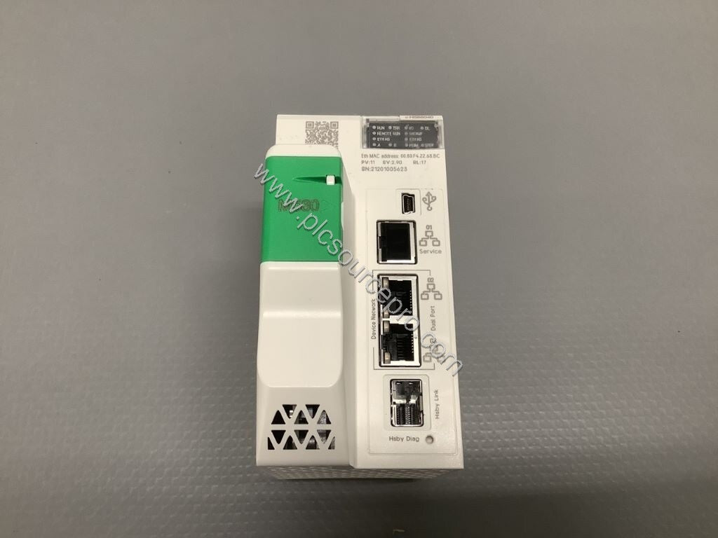 Figure 1: Front view of the Schneider BMEH586040 Industrial Automation Module showing status LED array (RUN, ERR, I/O, PRIM, 