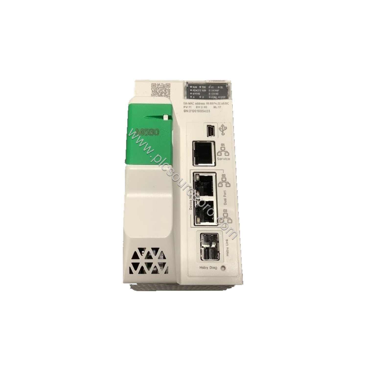 Figure 2: Rear side of the Schneider BMEH586040 redundant processor module displaying the backplane connector and mounting la