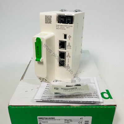 Figure 1: Front view of the Schneider BMEP581020H Modicon M580 processor module showing its industrial enclosure with status 